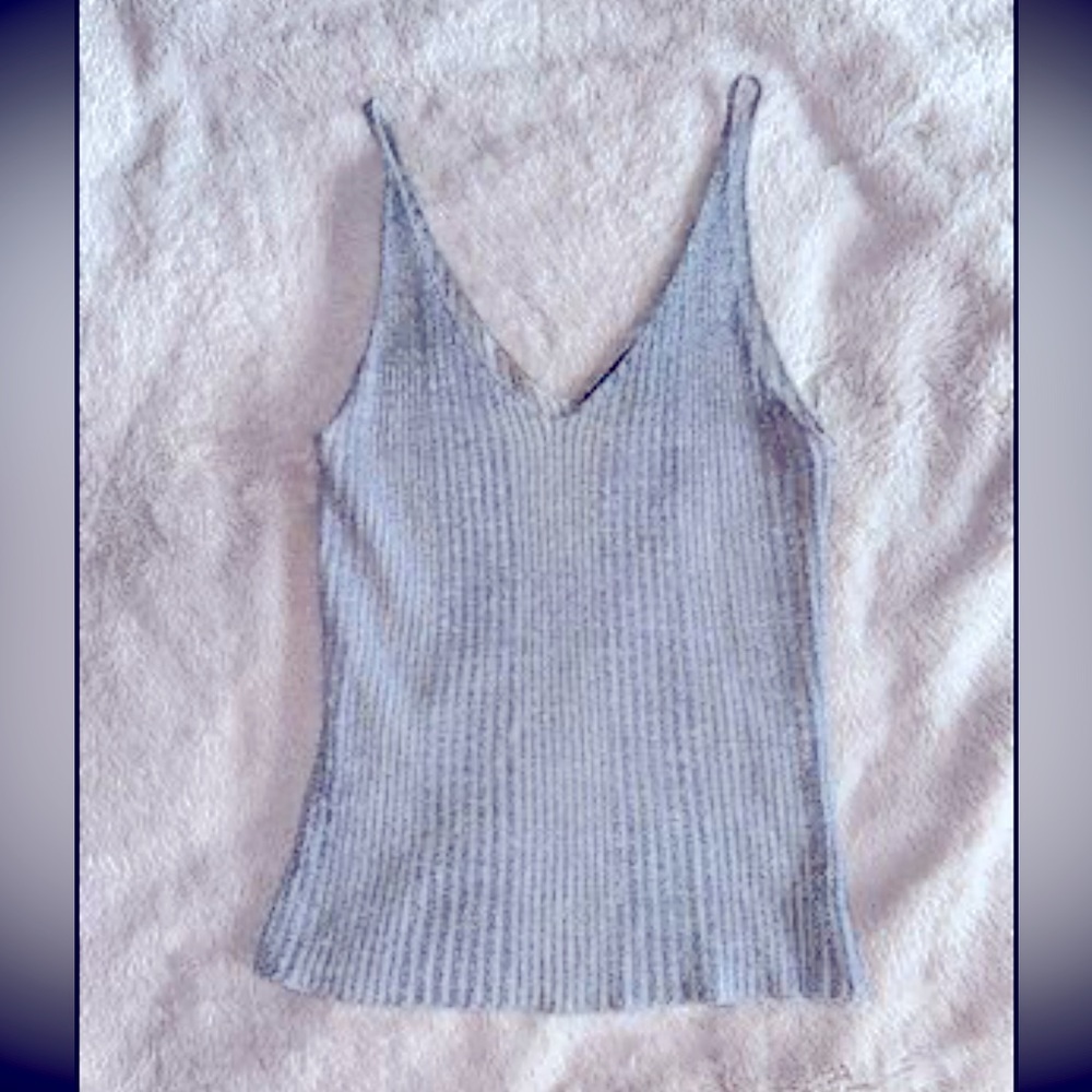 Silver / Sparkly ribbed crop top
